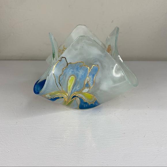 Vintage Floral Glass Candle Holders Bowl Draped Votive - Picture 3 of 9